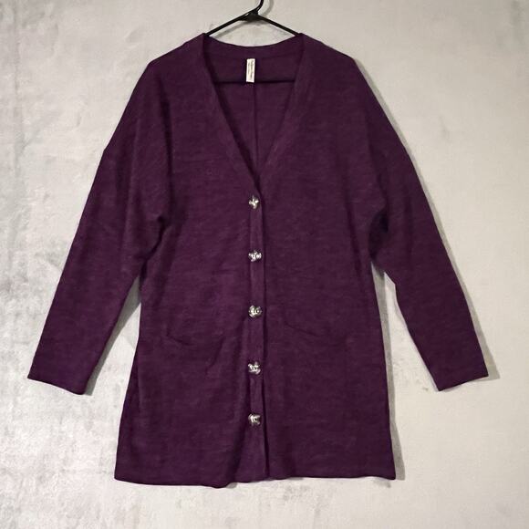 Per Seption Concept Womens Purple Cardigan Sweater Size Large Buttons Pockets - Picture 4 of 10
